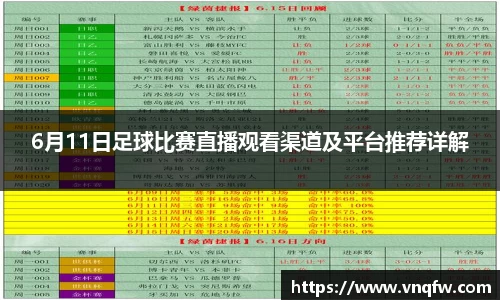 6月11日足球比赛直播观看渠道及平台推荐详解